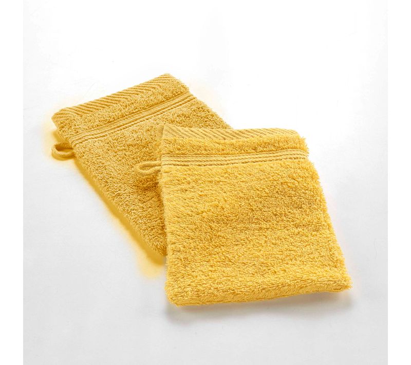 Lot De 2 Gants De Toilette 15 X 21 Cm Tendresse Jaune