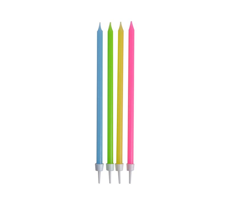 Set De 16 Longues Bougies D Anniversaire 14.5 Cm Multicolore
