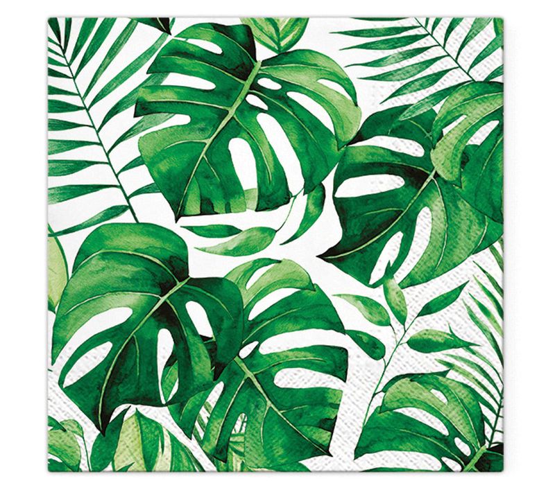 Lot De 20 Serviettes En Papier 33 X 33 Cm Feuilles Monstera