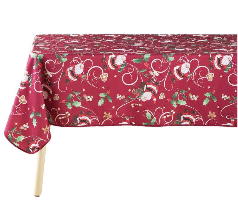 Nappe Rectangle 150 X 240 Cm Pere Noel Enchante Rouge