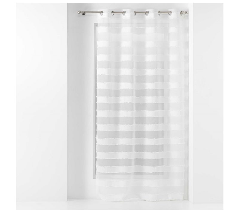 Panneau Voilage Sable à Rayure 140 X 260 Cm Lalina Blanc