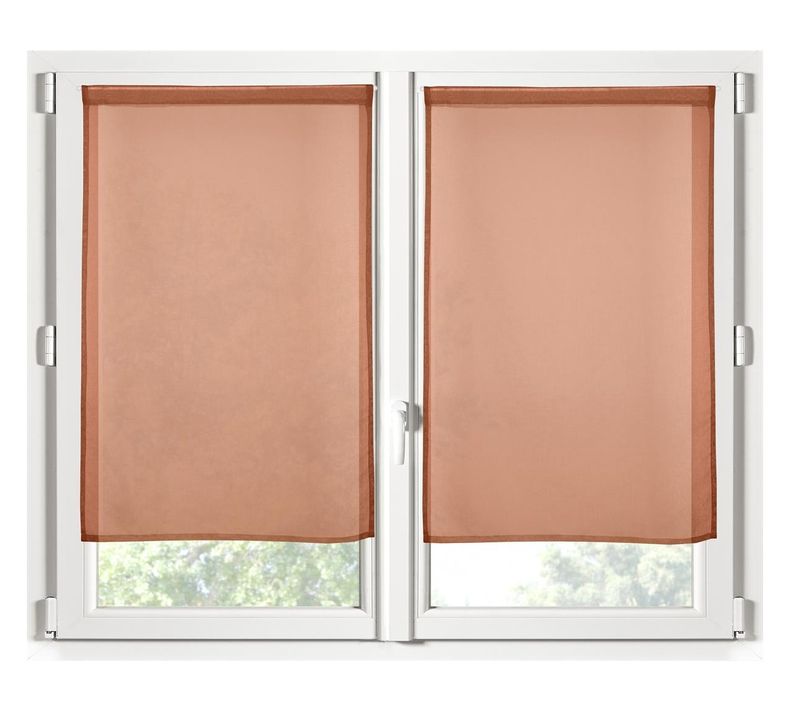Paire De Rideaux Voile Brise Bise 60 X 120 Cm Terracotta