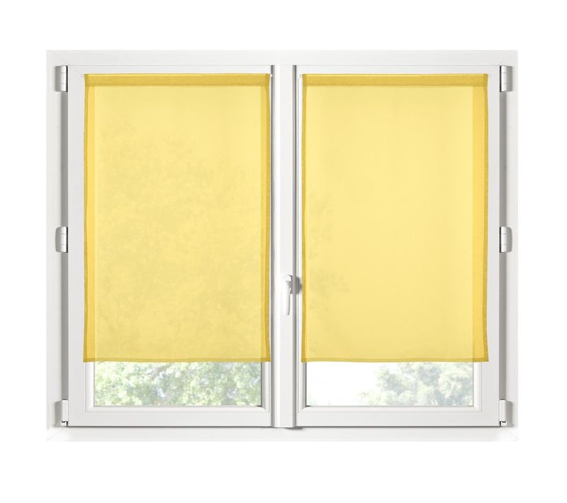 Paire De Rideaux Voile Brise Bise 70 X 200 Cm Jaune