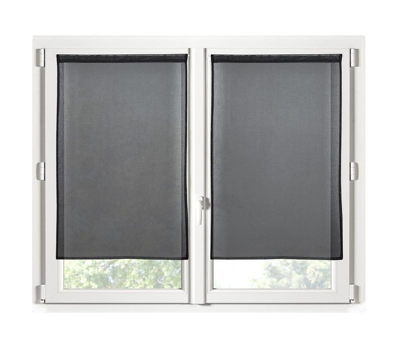 Paire De Rideaux Voile Brise Bise 70 X 200 Cm Noir