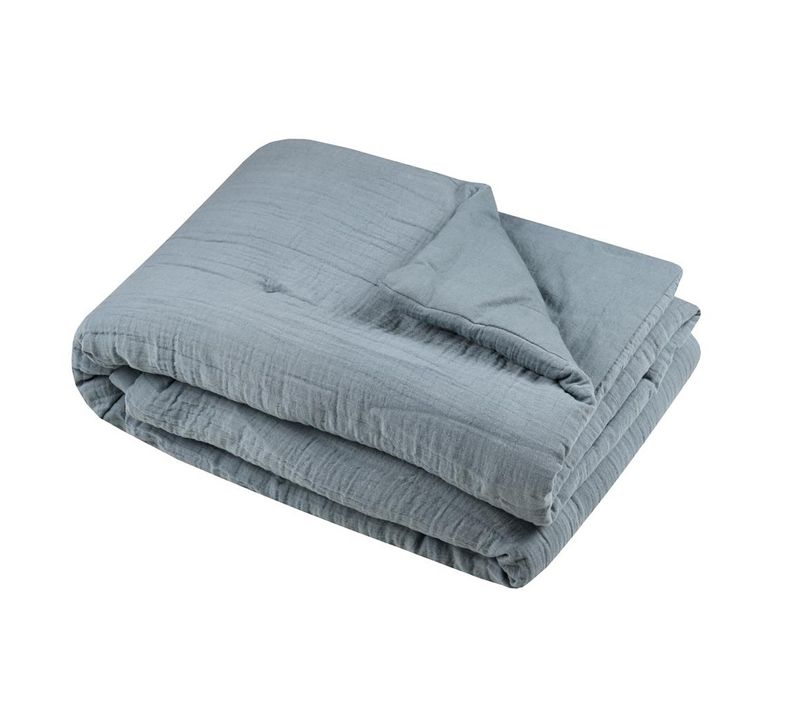 Plaid Ou Edredon En Gaze De Coton 125 X 150 Cm Pop Color Bleu