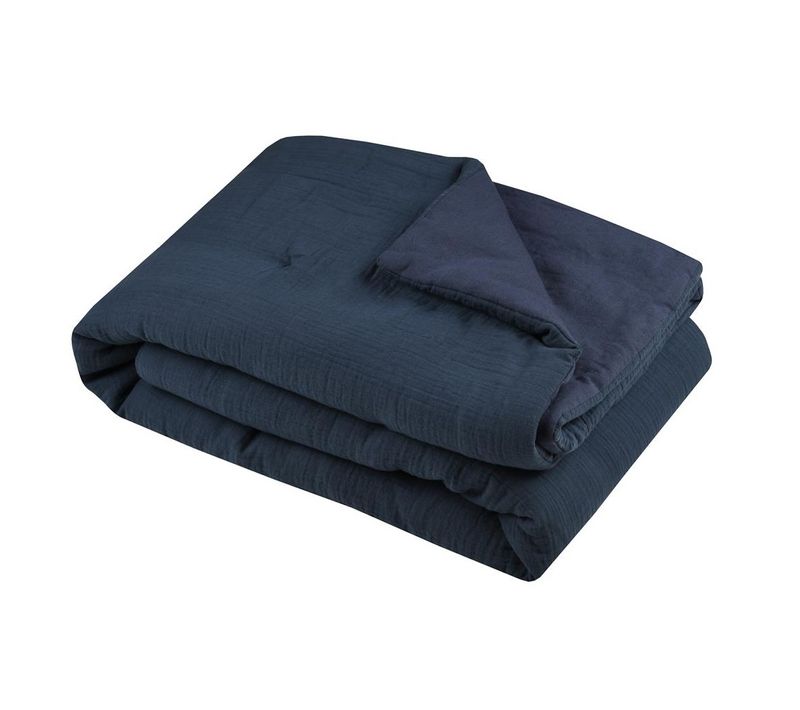 Plaid Ou Edredon En Gaze De Coton 125 X 150 Cm Pop Color Bleu Marine