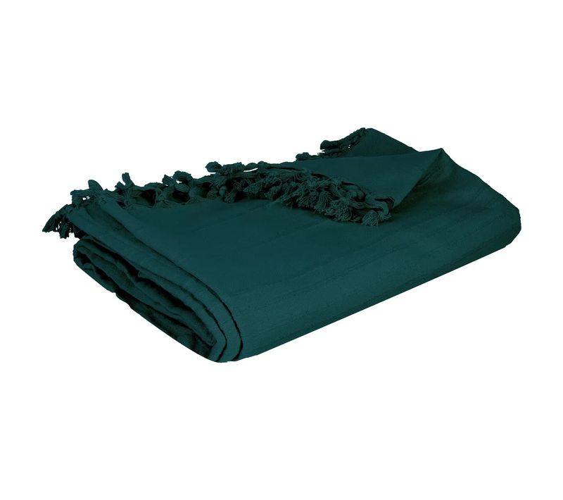 Plaid Ou Jete De Canape Coton 160 X 220 Cm Raye Canard