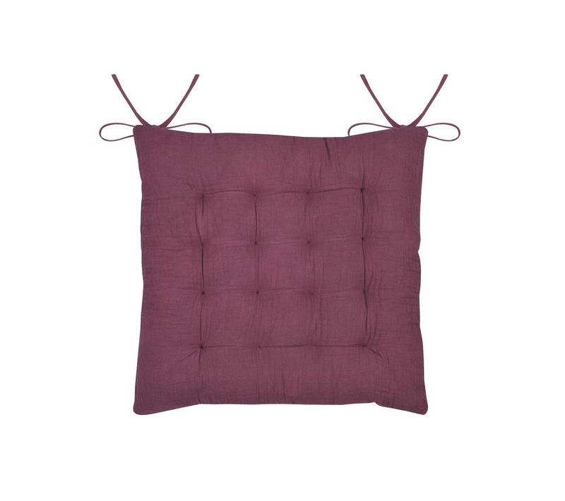Assise De Chaise Matelassée En Gaze De Coton 38 X 38 Cm Pop Color Pourpre
