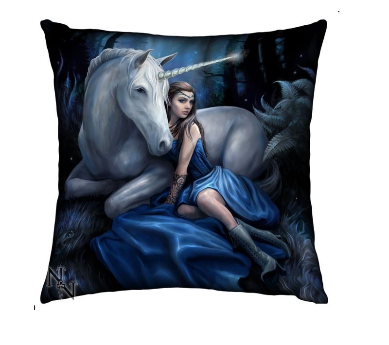 Coussin Lune Bleue Et Licorne 42 Cm