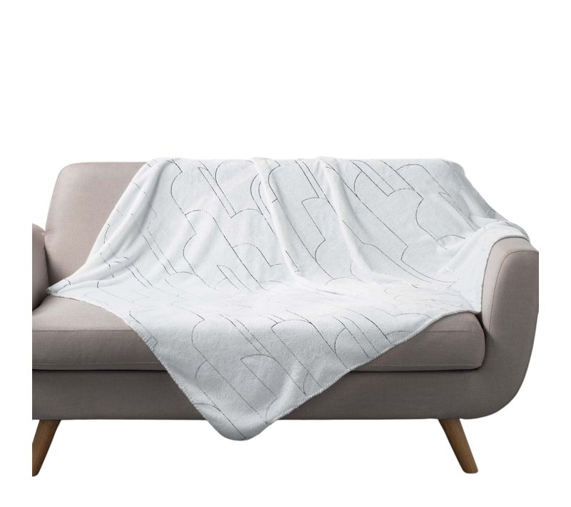 Plaid Imprime Metallise 125 X 150 Cm Domeas Blanc