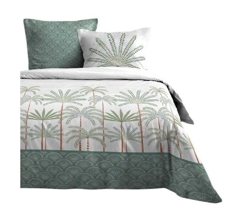 Housse De Couette + Taies 240x260cm Promenade Sous Les Palmiers