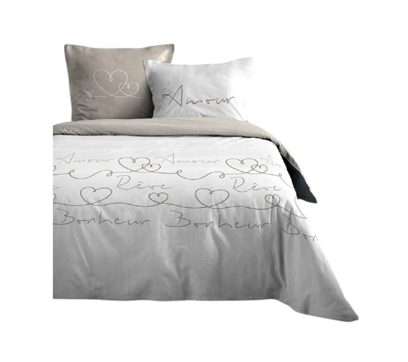 Housse De Couette + Taies 240x260cm Mot D'amour