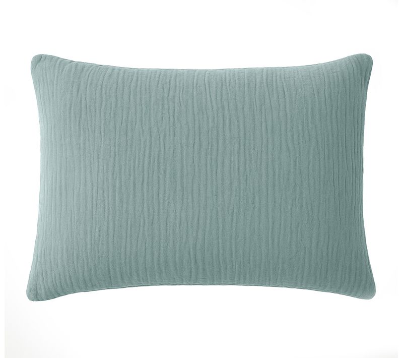 Taie D'oreiller En Gaze De Coton Lave 50 X 70 Cm Douce Bleu Givree