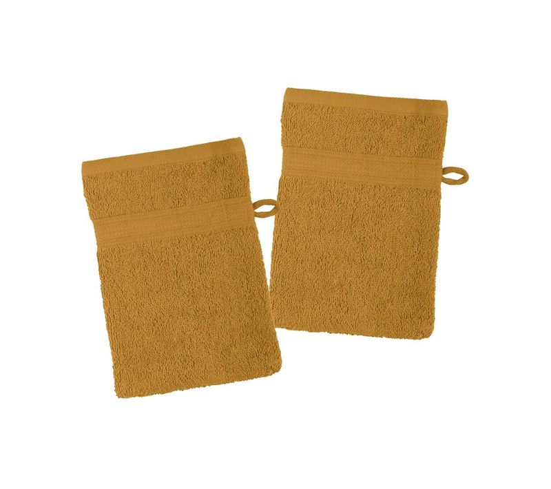 Lot De 2 Gants De Toilette 15 X 21 Cm Laguna Curry