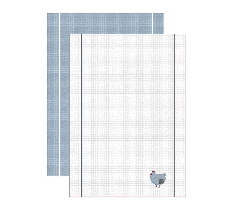 Lot De 2 Torchons Brodes 50 X 70 Cm Petite Poule