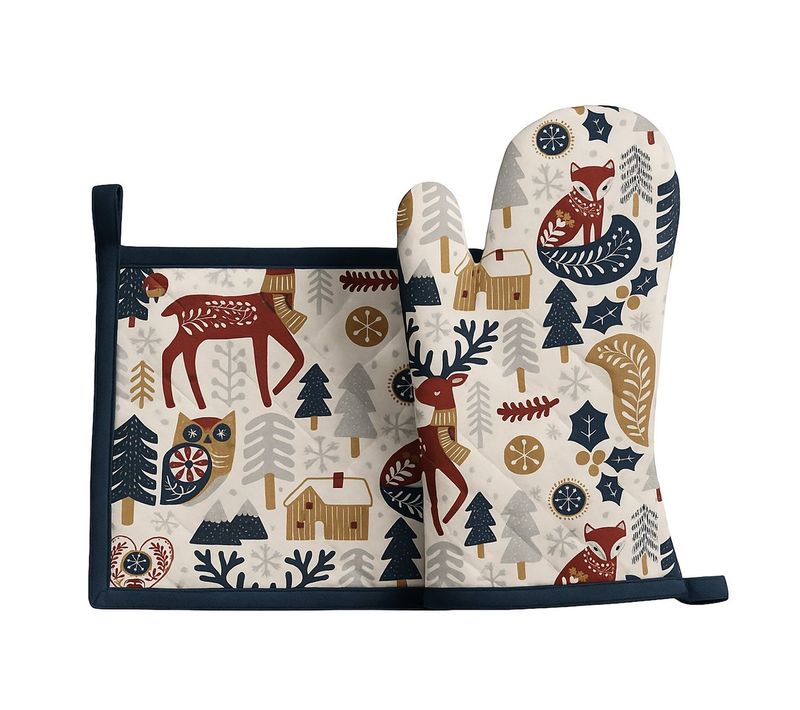 Gant Et Manique De Cuisine 20 X 20 Cm Animaux D'hiver
