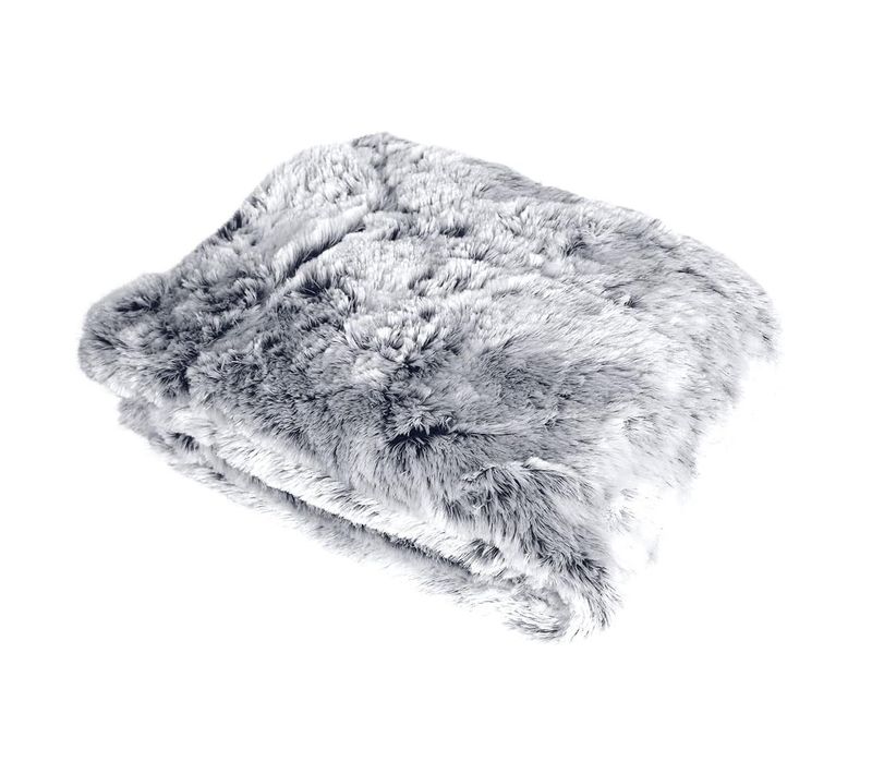 Plaid Doux Effet Peluche Doublé Polaire 130 X 160 Cm Évasion Gris