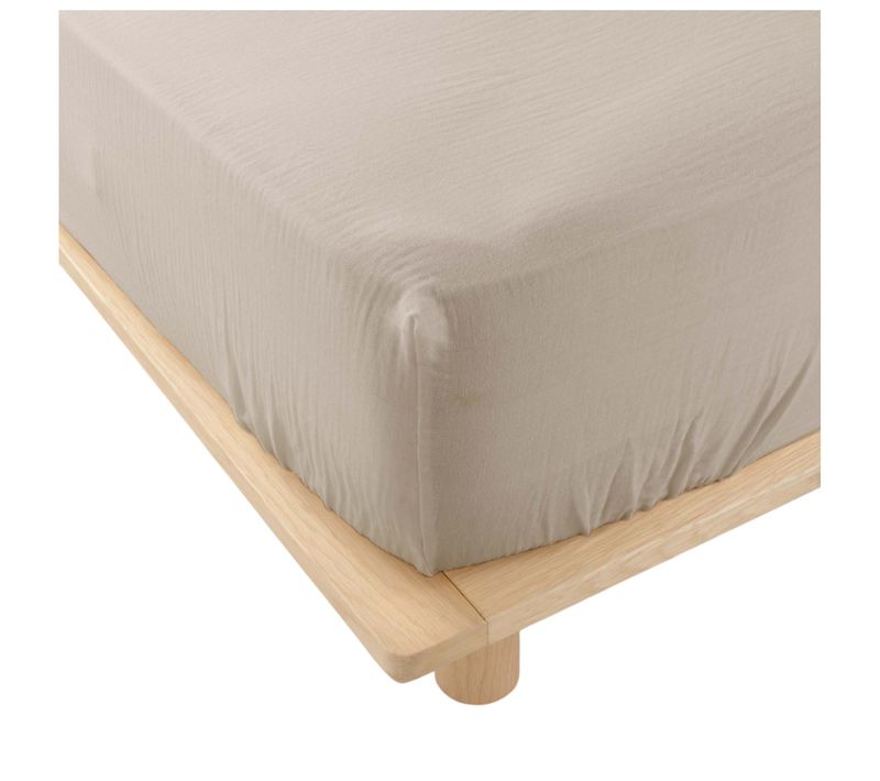 Drap Housse En Gaze De Coton 160 X 200 Cm Tendance Uni Sable