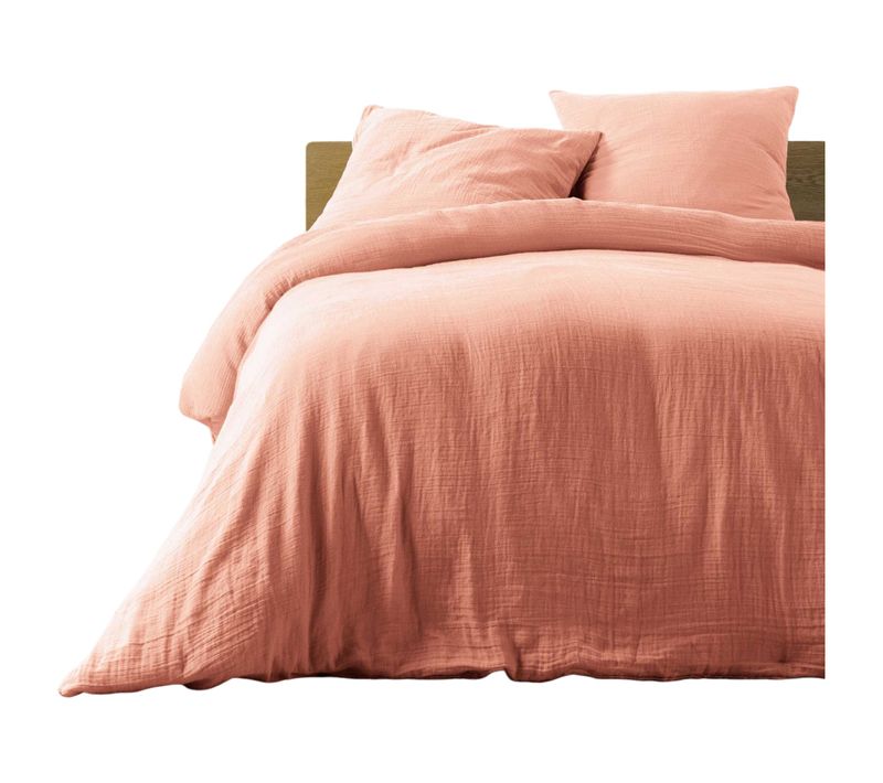 Housse De Couette + 2 Taies En Gaze De Coton 240 X 260 Cm Tendance Rose