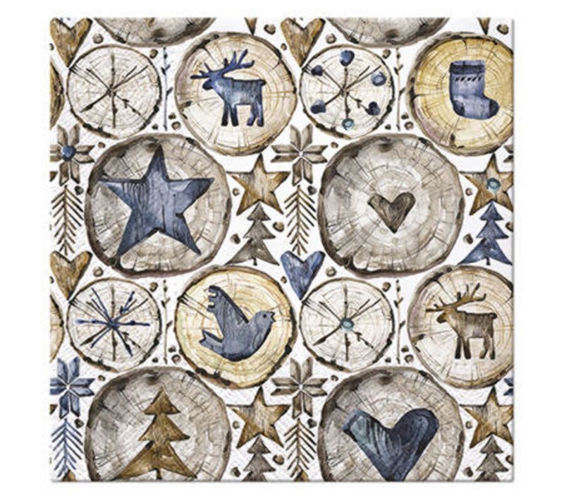 20 Serviettes En Papier 33 X 33 Cm Deco De Noel Sur Bois