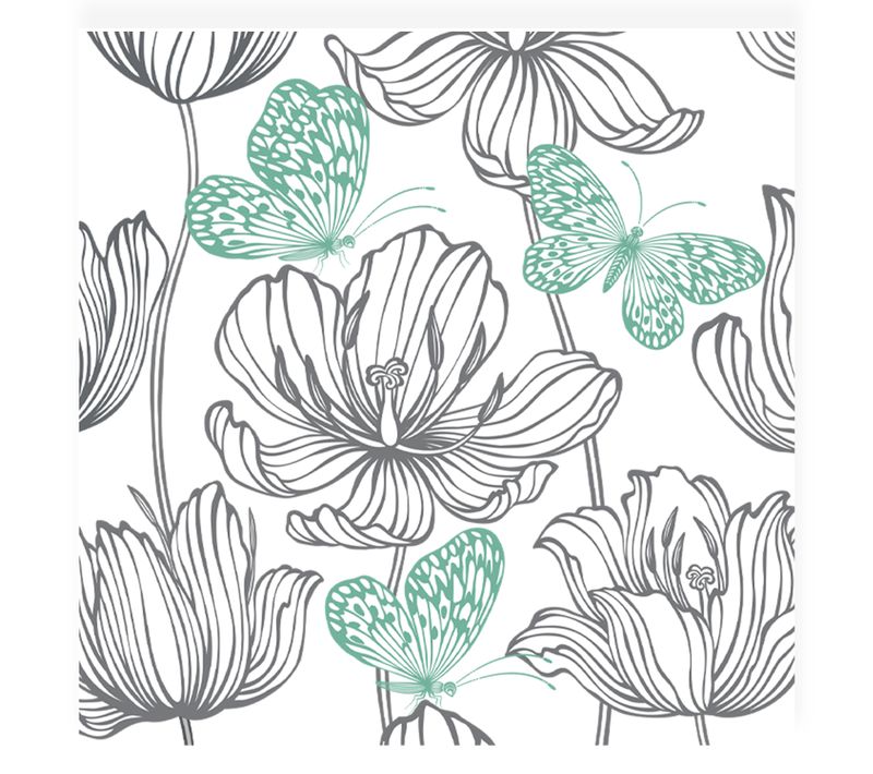 20 Serviettes En Papier 33 X 33 Cm Fleurs Et Papillons