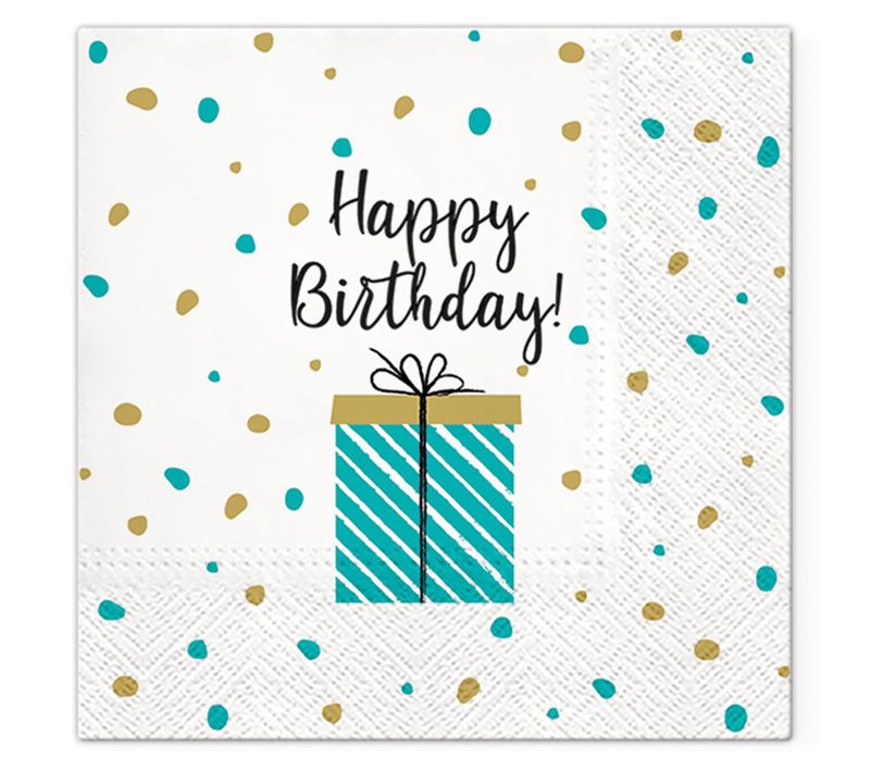 20 Serviettes En Papier 33 X 33 Cm Happy Birthday