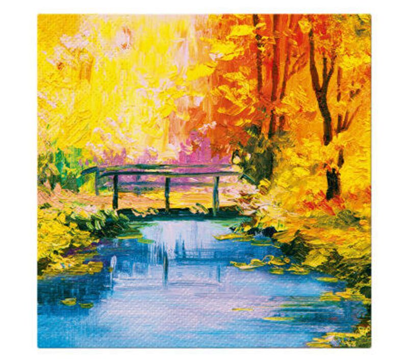 20 Serviettes En Papier 33 X 33 Cm Pont En Automne