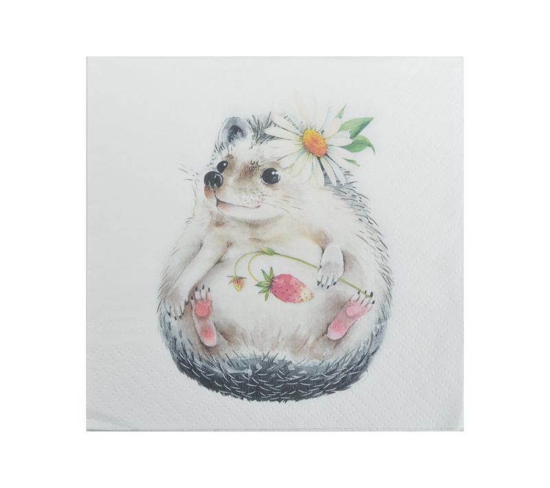 20 Serviettes En Papier Herisson Mignon