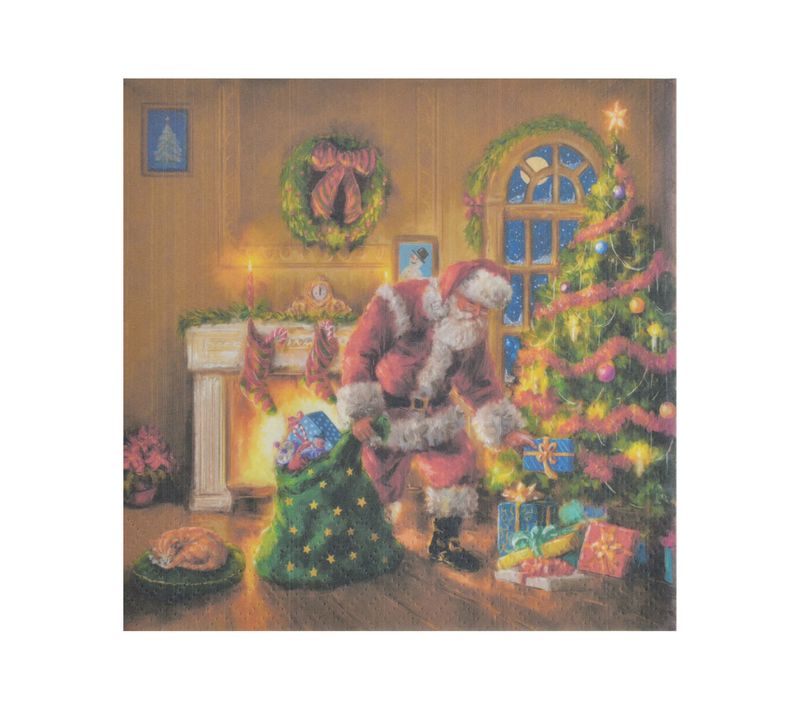 20 Serviettes En Papier Pere Noel Et Cadeaux