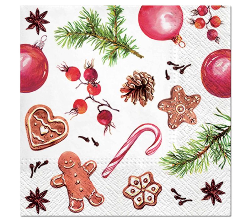 20 Serviettes Papier Friandise De Noel