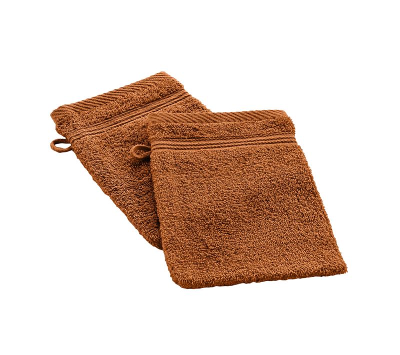 Lot De 2 Gants De Toilette 15 X 21 Cm Tendresse Caramel