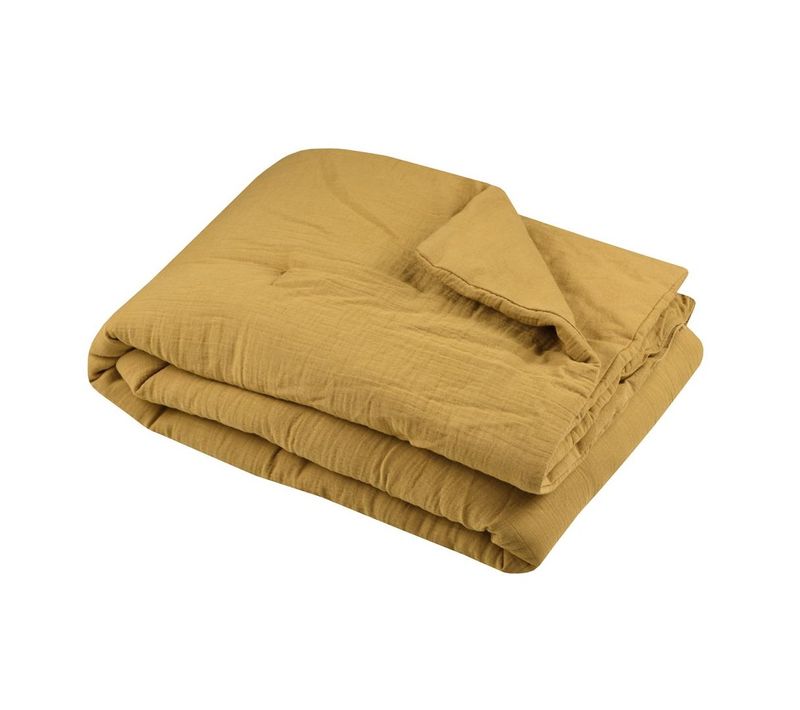 Plaid Ou Edredon En Gaze De Coton 180 X 220 Cm Colors Moutarde