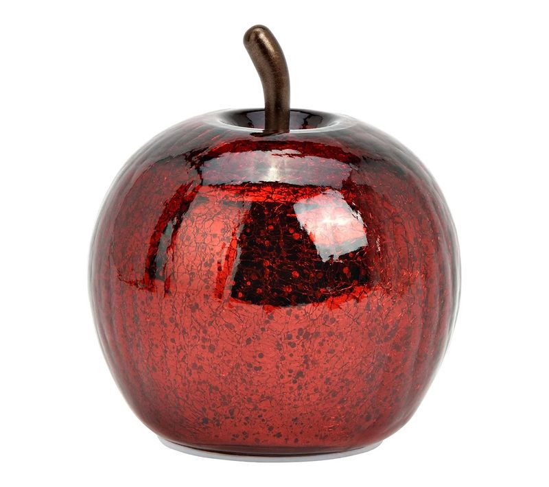 Lampe Pomme Lumineuse 10 LED Rouge Métallisé 11 X 12 X 11 Cm