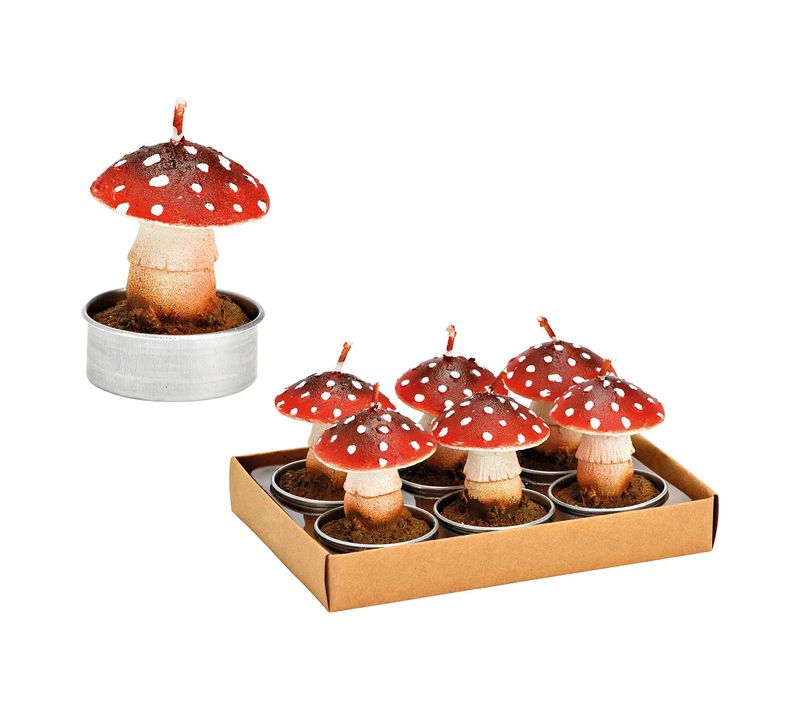 Bougies Chauffe-plat Champignon En Cire Set De 6