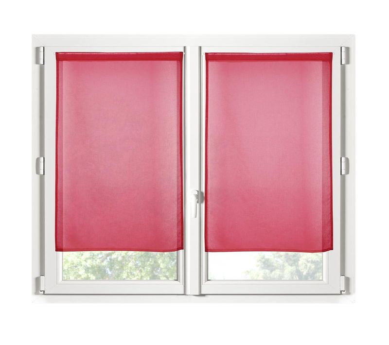 Paire De Rideaux Voile 70 X 200 Cm Brise Bise Rouge