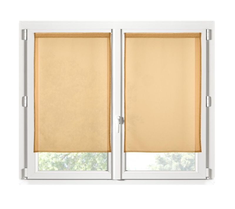 Paire De Rideaux Voile 70 X 200 Cm Brise Bise Moutarde