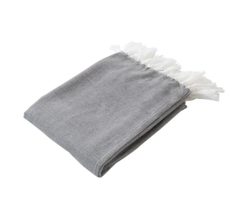 Plaid Ou Jeté De Canapé Jacquard 130 X 150 Cm Doby Gris Clair