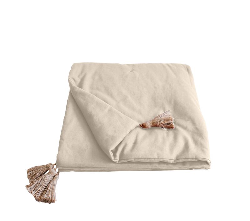 Edredon Bout De Lit En Coton 90 X 190 Cm Cocon Ecru