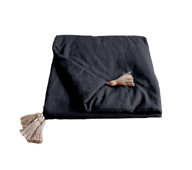 Edredon Bout De Lit En Coton 90 X 190 Cm Cocon Gris Foncé