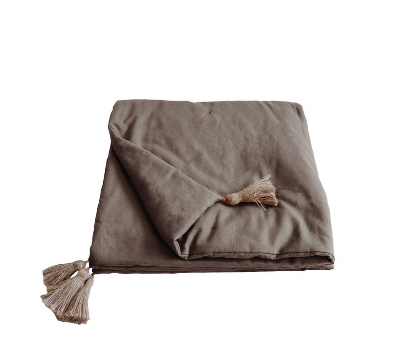 Edredon Bout De Lit En Coton 90 X 190 Cm Cocon Taupe