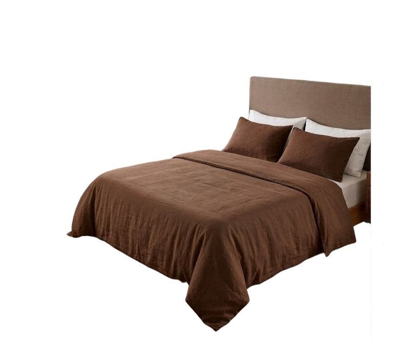 Parure De Lit En Double Gaze De Coton 260 X 240 Cm Floria Chocolat