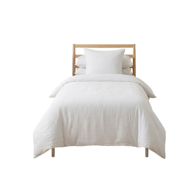 Parure De Lit En Gaze De Coton 140 X 200 Cm Uni Blanc