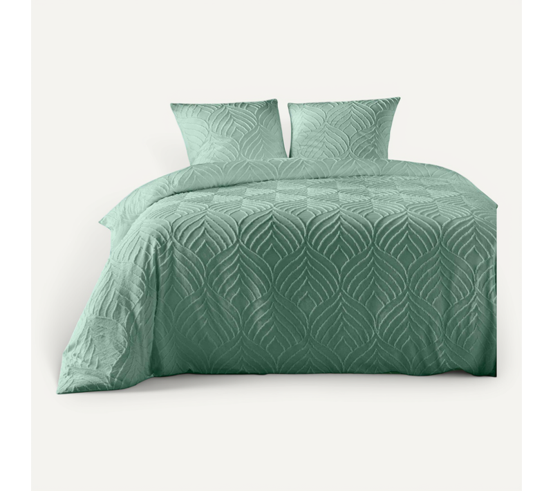 Parure De Lit En Microfibre 260 X 240 Cm Tufte Vert Sauge