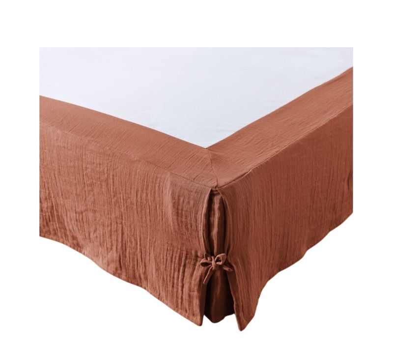 Cache Sommier Gaze De Coton 90 X 190 Cm Gaia Terracotta