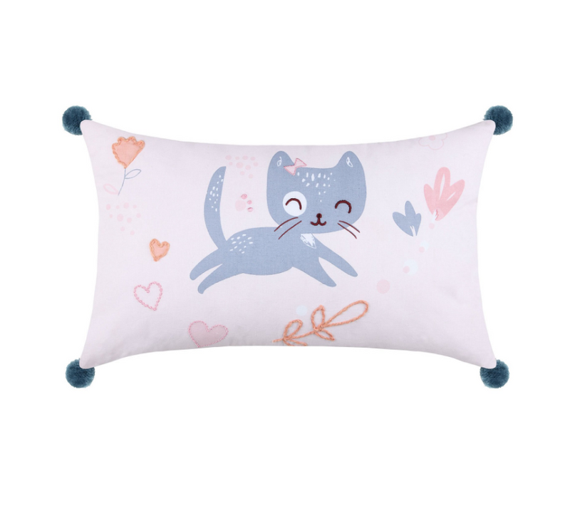 Coussin Pompons 30 X 50 Cm Zoeline Le Chat Gris
