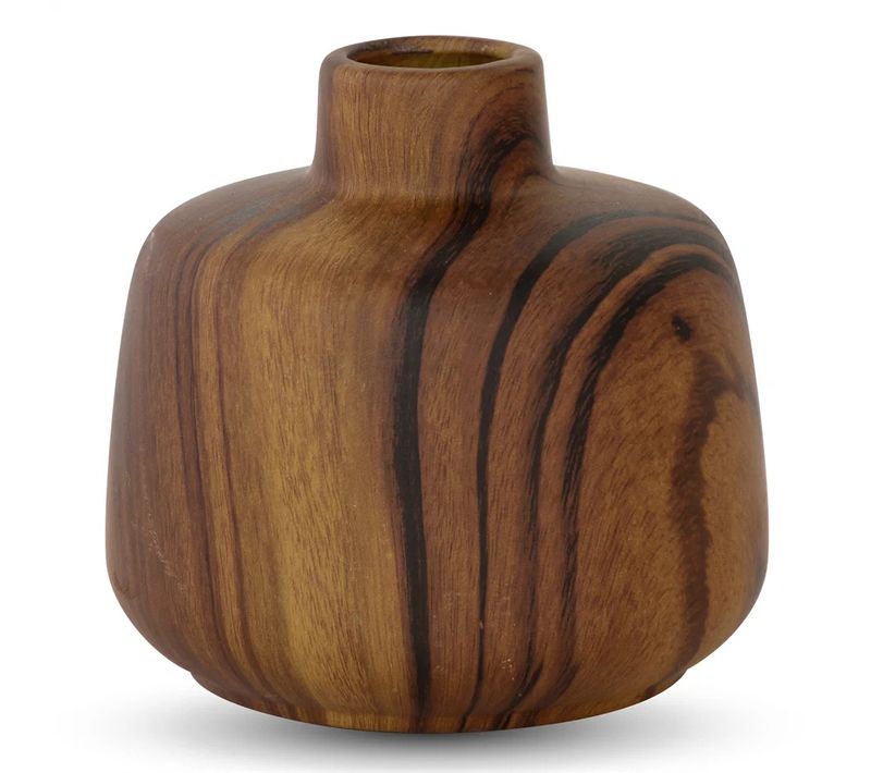 Vase Design Effet Bois En Porcelaine Brun 12,5 Cm