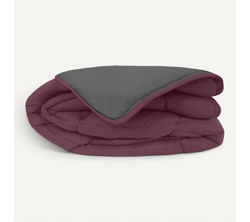 Couette Chaude Microfibre Bicolore 400 Gr/m2 - 220x240 Cm - Prune