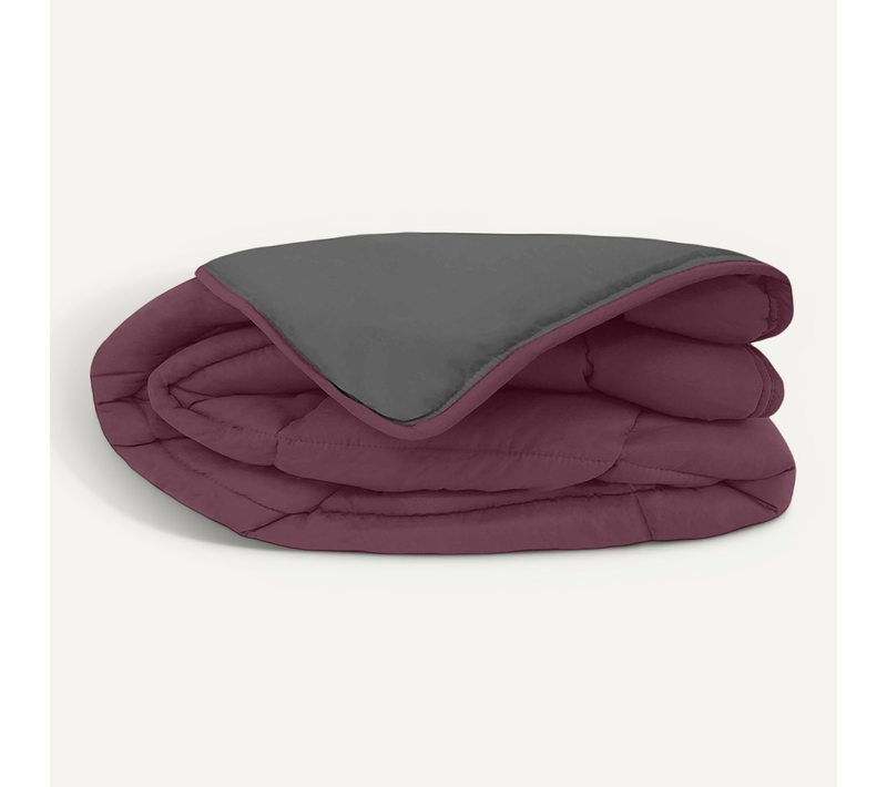 Couette Chaude Microfibre Bicolore 400 Gr/m2 - 160x220 Cm - Prune