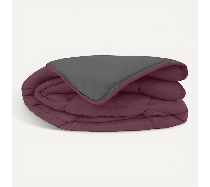 Couette Chaude Microfibre Bicolore 400 Gr/m2 - 140x200 Cm - Prune