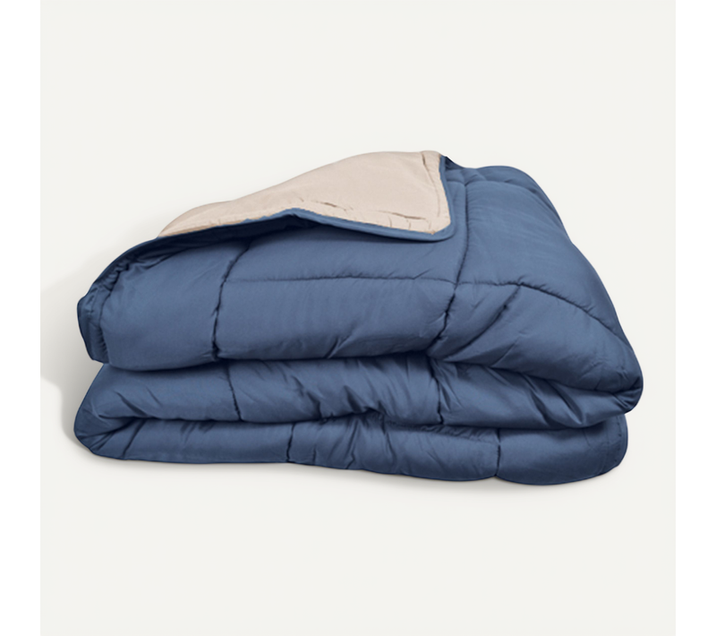 Couette Légère Réversible Bicolore En Microfibre 200 Gr/m² - 240x260 Cm - Bleu Pétrole